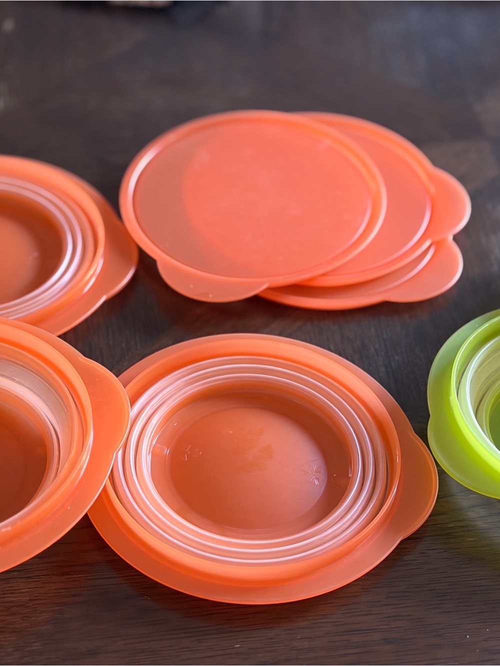 Tupperware Orange Silicone Stretch Lids Set